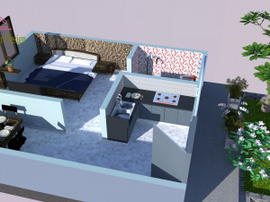 one bhk house plan and design 3D Модель