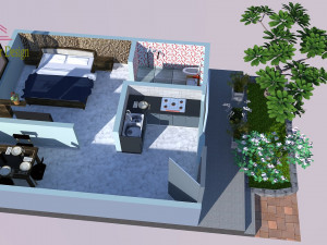 one bhk house plan and design 3D Модель