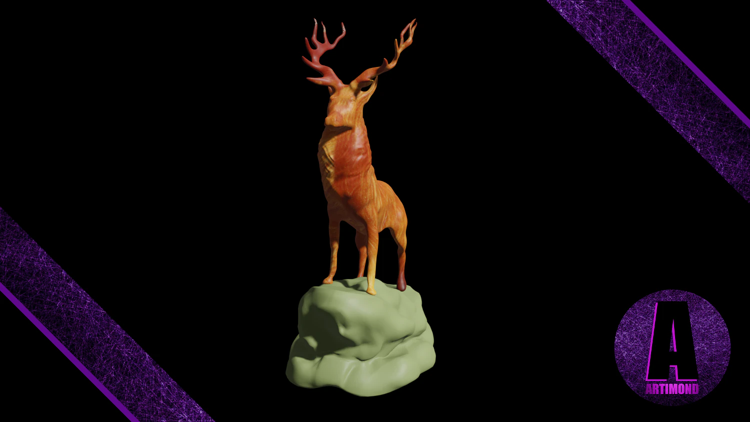 deer statue 3d 3D Model .c4d .max .obj .3ds .fbx .stl .blend 