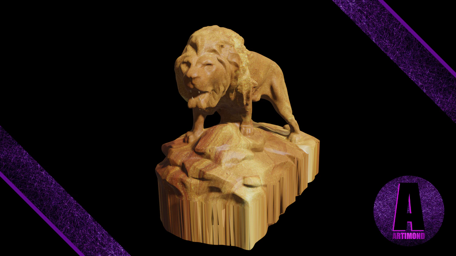 lion statue 3d 3D Model .c4d .max .obj .3ds .fbx .stl .blend