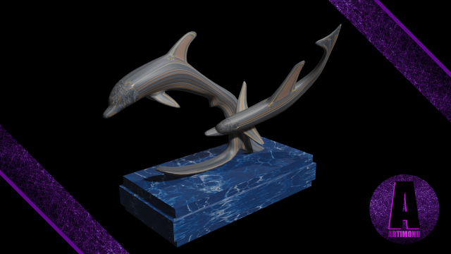 dolphin statue 3d 3D Модель .c4d .max .obj .3ds .fbx .stl .blend 