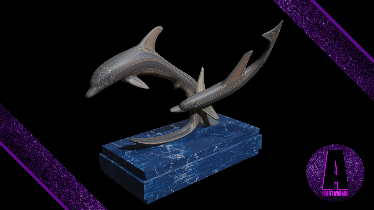 dolphin statue 3d 3D Model .c4d .max .obj .3ds .fbx .stl .blend 