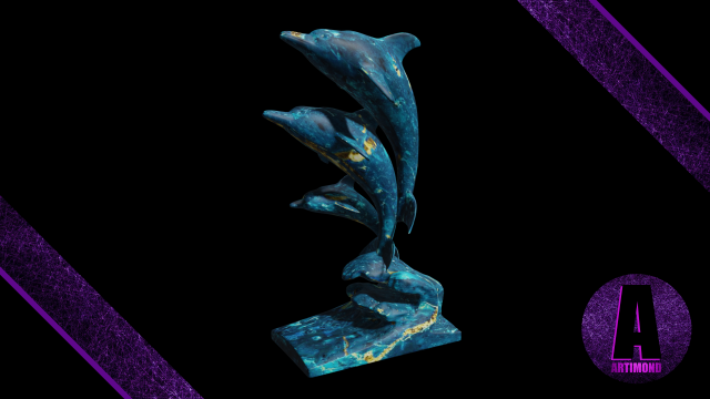 dolphin statue 3d 3D Модель .c4d .max .obj .3ds .fbx .stl .blend 