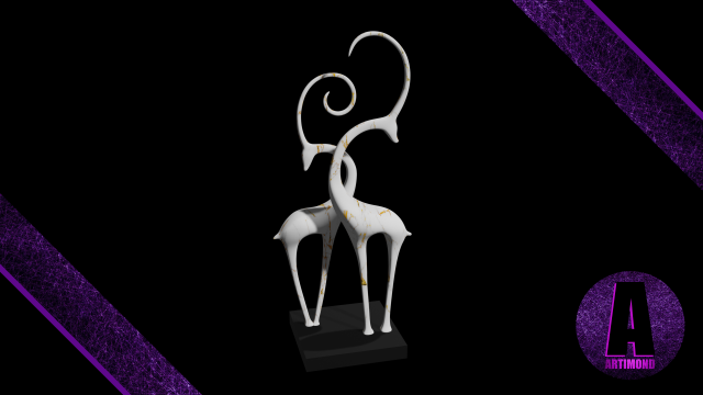 deer statue 3d 3D Model .c4d .max .obj .3ds .fbx .stl .blend 