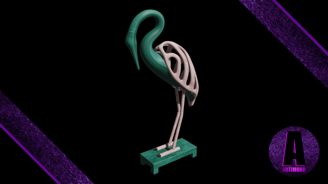 heron statue 3d 3D Модель .c4d .max .obj .3ds .fbx .stl .blend