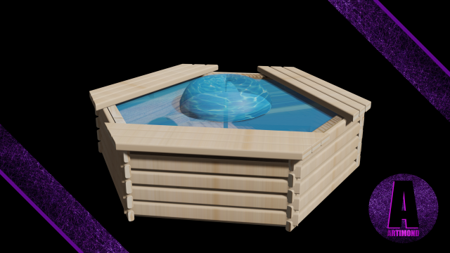 wooden fountain 3d Modèle 3D .c4d .max .obj .3ds .fbx .stl .blend 