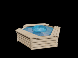 wooden fountain 3d Modèle 3D
