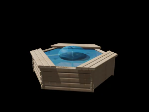 wooden fountain 3d 3D Model