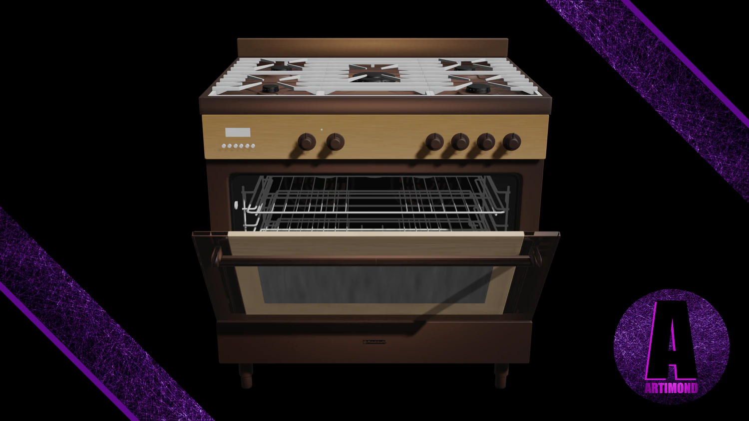kitchen stove number 2 3D Model .c4d .max .obj .3ds .fbx .stl .blend