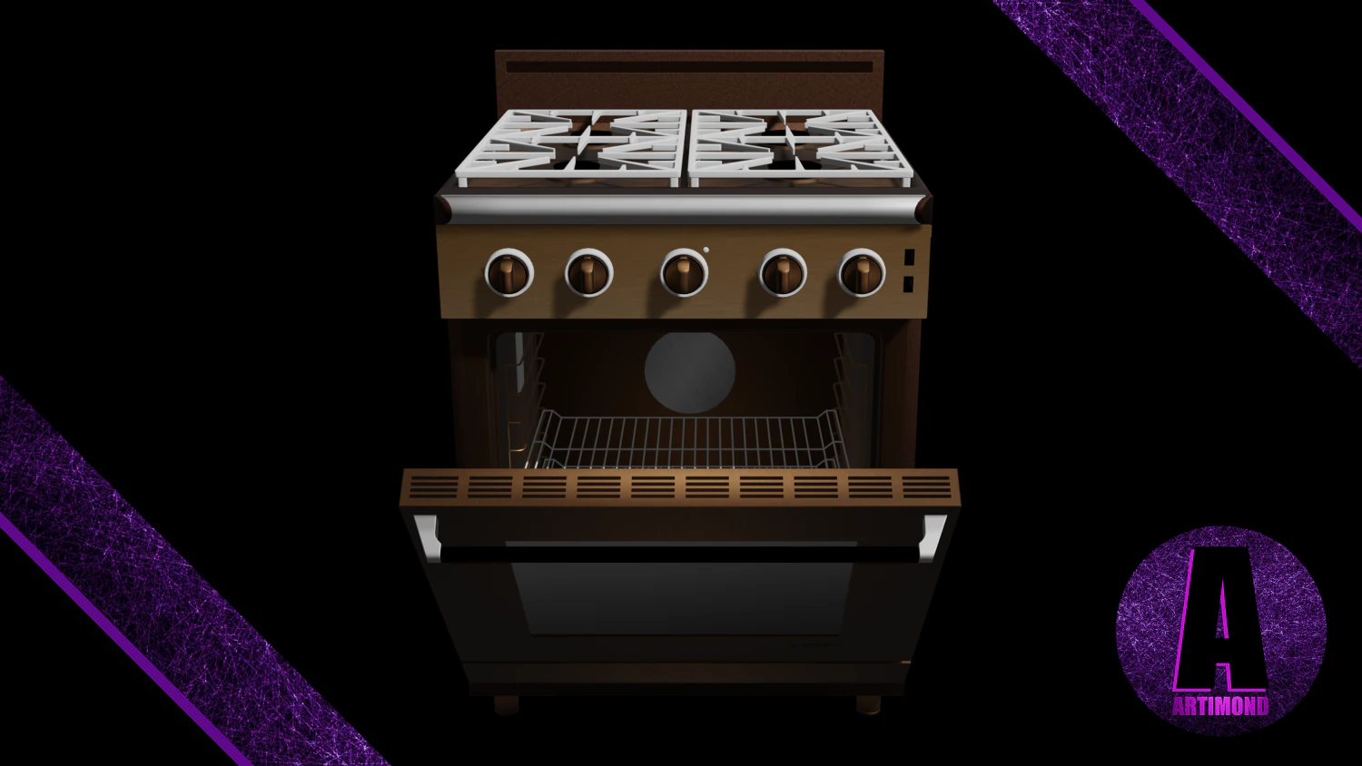 kitchen stove number 3 3D Model .c4d .max .obj .3ds .fbx .stl .blend 