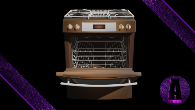 kitchen stove number 4 3D 模型 .c4d .max .obj .3ds .fbx .stl .blend