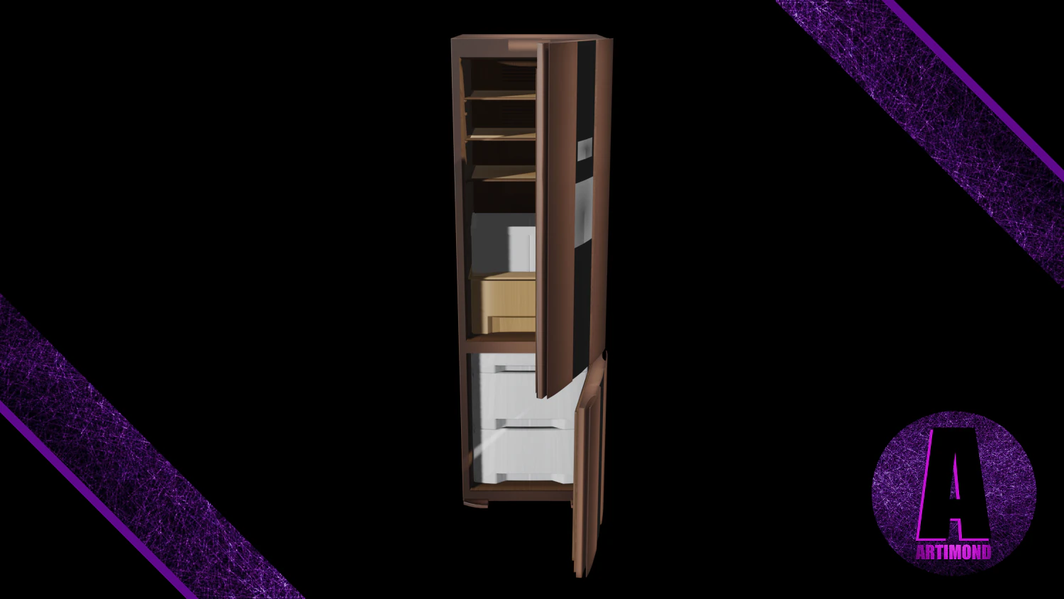 refrigerator number 2 3D Model .c4d .max .obj .3ds .fbx .stl .blend