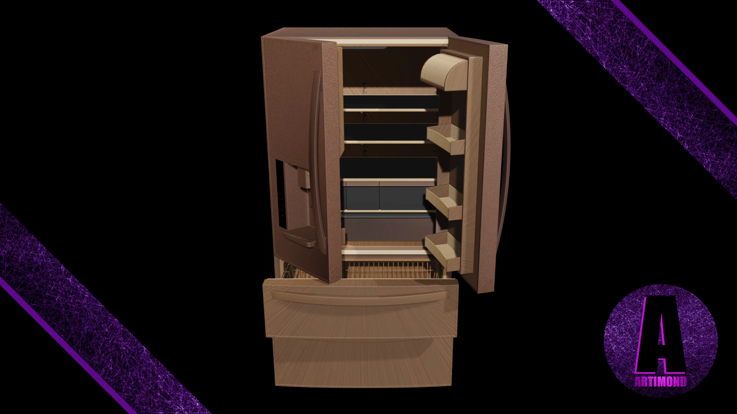 refrigerator number 3 3D Model .c4d .max .obj .3ds .fbx .stl .blend 