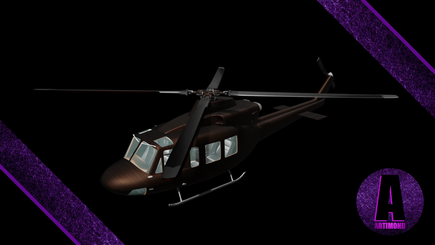 helicopter helicopter bell uh-1 3D Model .c4d .max .obj .3ds .fbx .stl .blend