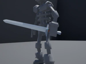 dua pedang poli rendah Model 3D