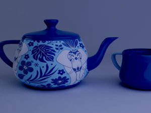 чайник с чашкой 3D Модель