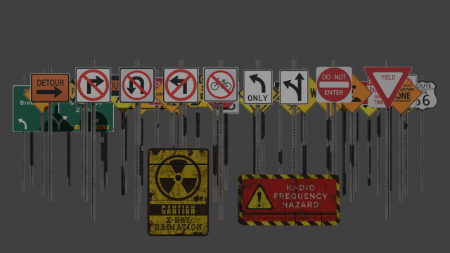 Road signs 3D Model .c4d .max .obj .3ds .fbx .stl .blend 