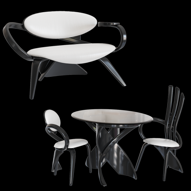 Table with chairs More Batoidea 3Dモデル .c4d .max .obj .3ds .fbx .stl .blend 