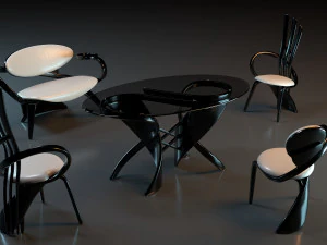 Table with chairs More Batoidea 3D Model