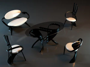 Table with chairs More Batoidea 3D Model