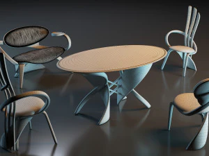 Table with chairs More Batoidea 3D Model