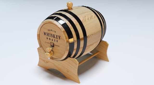 Whiskey barrel 3D Модель .c4d .max .obj .3ds .fbx .stl .blend 