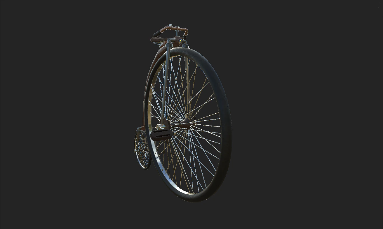 classic bicycle of the 19th century low-poly 3D Model .c4d .max .obj .3ds .fbx .stl .blend 