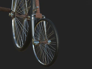 classic bicycle of the 19th century low-poly 3D Model