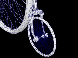 classic bicycle of the 19th century low-poly 3D Model