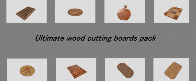 ultimate wood cutting boards pack low-poly Modèle 3D .c4d .max .obj .3ds .fbx .stl .blend