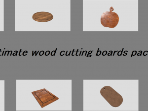 ultimate wood cutting boards pack low-poly Modelo 3D