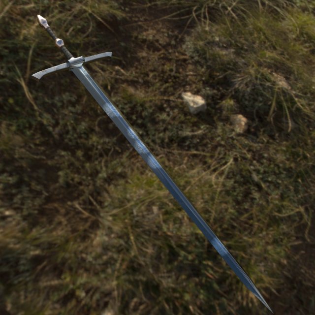 old battle 2-handes sword low-poly Modelo 3D .c4d .max .obj .3ds .fbx .stl .blend 