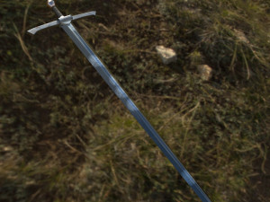 old battle 2-handes sword low-poly 3D मॉडल