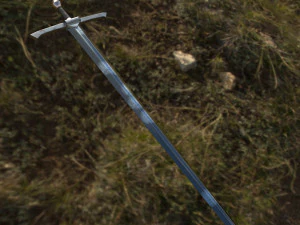 antiga batalha espada de 2 m&atilde;os baixo poli Modelo 3D