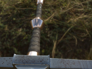 old battle 2-handes sword low-poly Modelo 3D