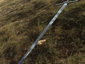 old battle 2-handes sword low-poly Modelo 3D