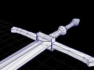 old battle 2-handes sword low-poly Modelo 3D