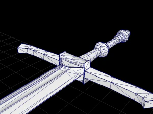 old battle 2-handes sword low-poly 3D Model
