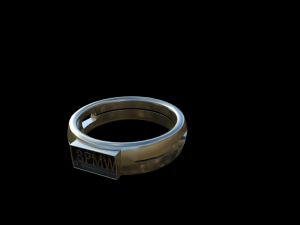 Silver ring with initials 3D Model