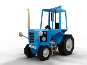 Trattore del villaggio LowPoly Modello 3D