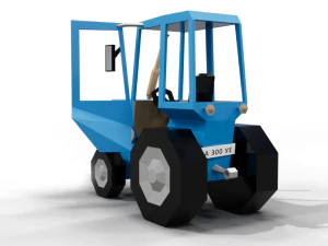 LowPoly Village Tractor 3D Model