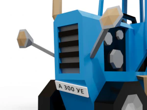 LowPoly Village Tractor 3D Model