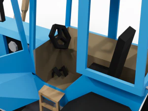 LowPoly Village Tractor 3D Model