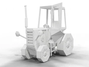 LowPoly Village Tractor 3D Model