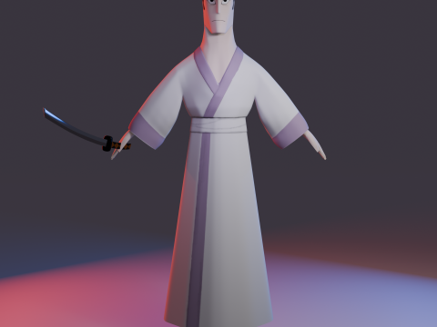 Samurai Jack Low Poly Game - Ready Rigged 3D 모델