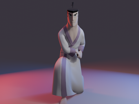 Samurai Jack Low Poly Game - Ready Rigged 3D 모델