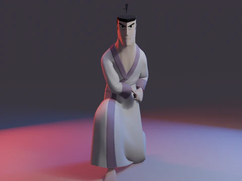 Samurai Jack Low Poly Game - Ready Rigged 3D Model