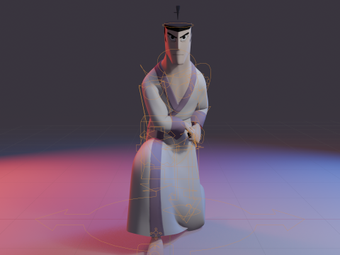 Samurai Jack Low Poly Game - Ready Rigged 3D 모델