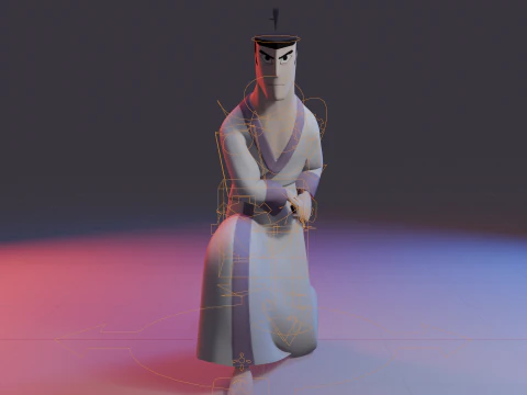 Samurai Jack Low Poly Game - Ready Rigged 3D Model