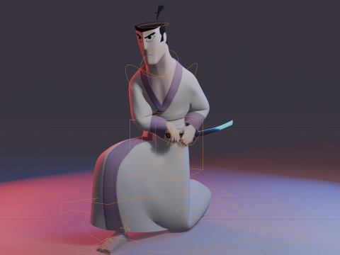 Samurai Jack Low Poly Game - Ready Rigged 3D 모델